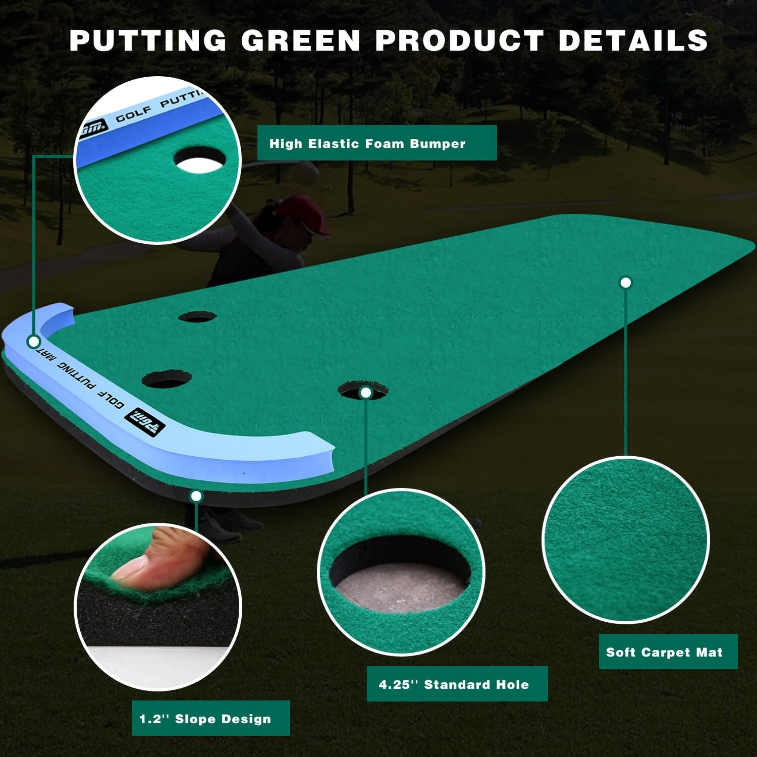 PGM Golf Simply Large Putting Green(Velvet Version)