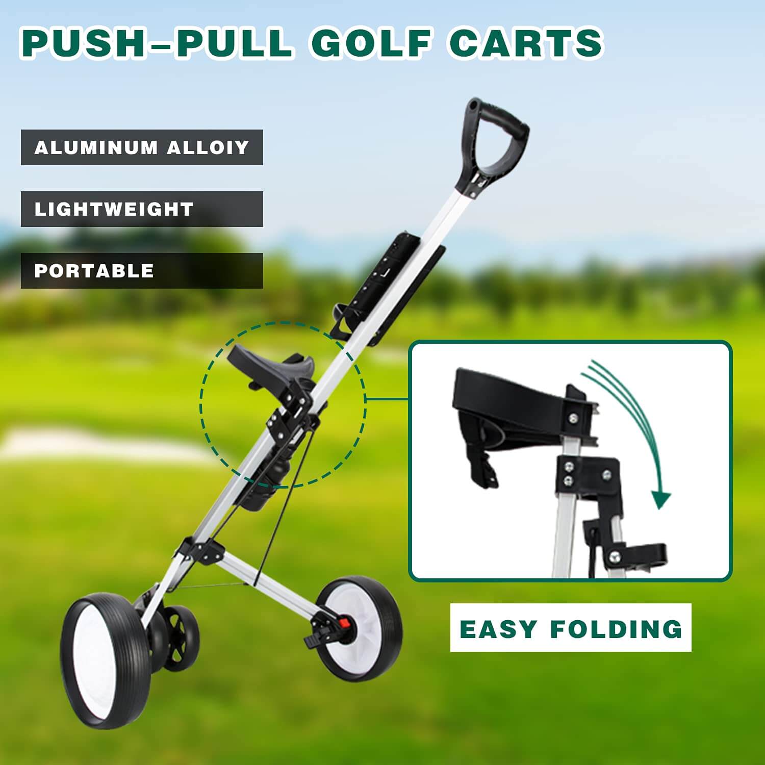 Golf Cart For Whole Sale  PGM Golf Push Cart with Push-Pull