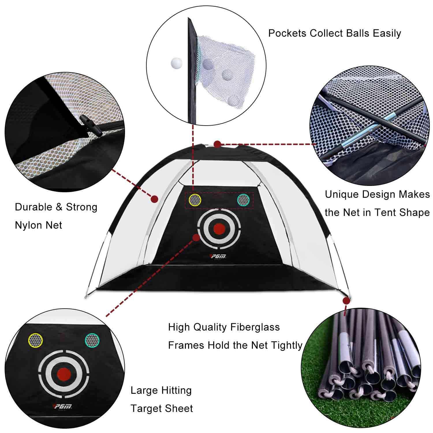 PGM Golf Hitting & Chipping Net (7ft) With Mat