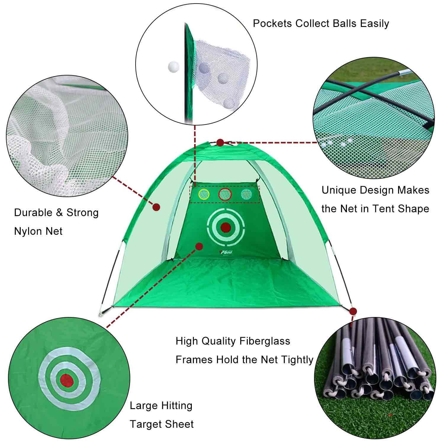 PGM Golf Hitting & Chipping Net (10ft) With Mat