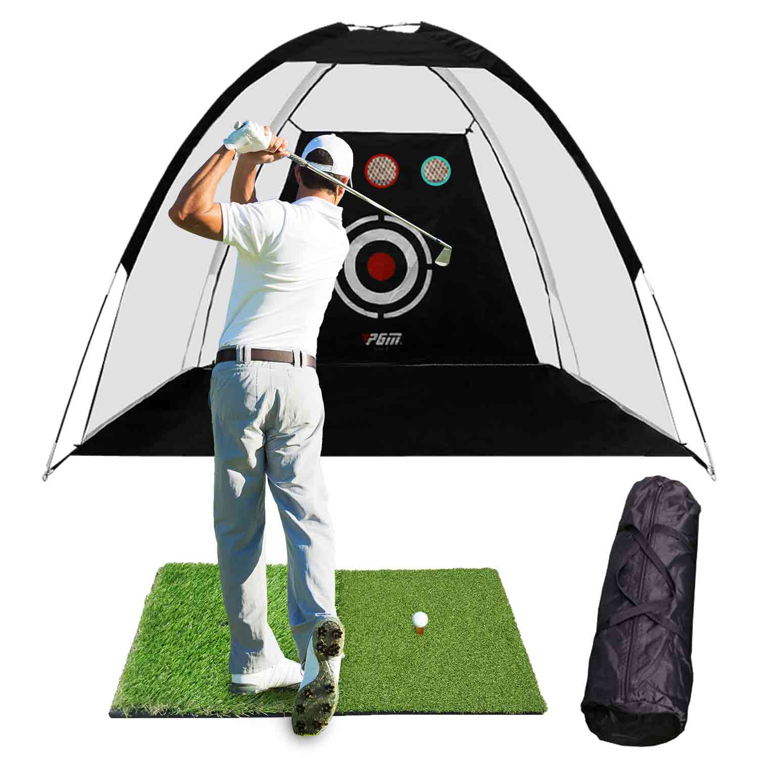 PGM Golf Hitting & Chipping Net (7ft) With Mat
